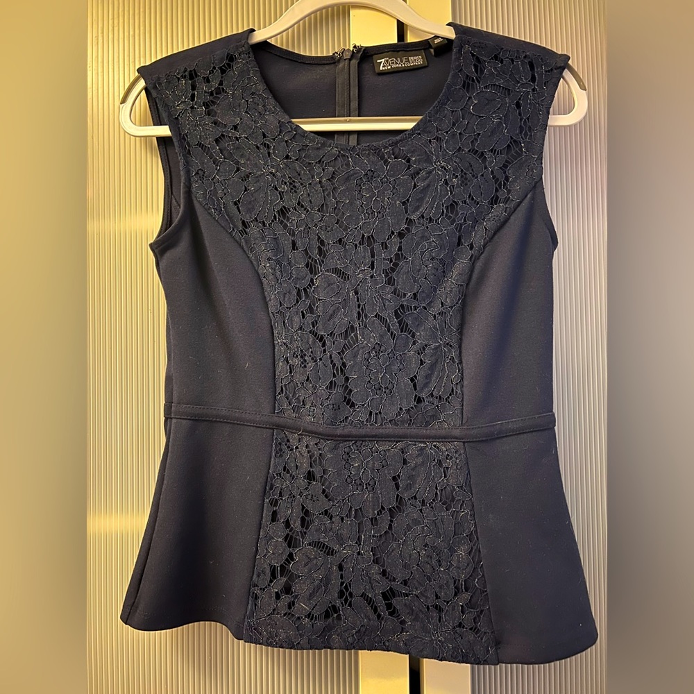 NY & Co Navy Peplum Top